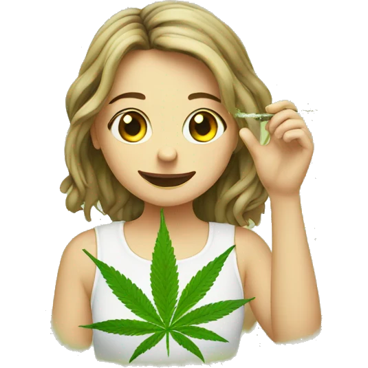 Girl smocking marijuana and saying hello emoji