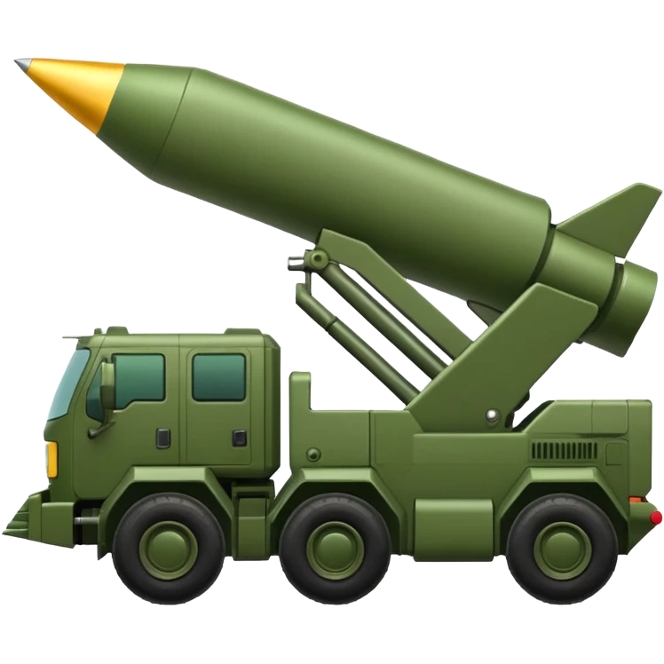 HIMARS rocket launcher, three-quarter view, simple details, military equipment, emoji style emoji