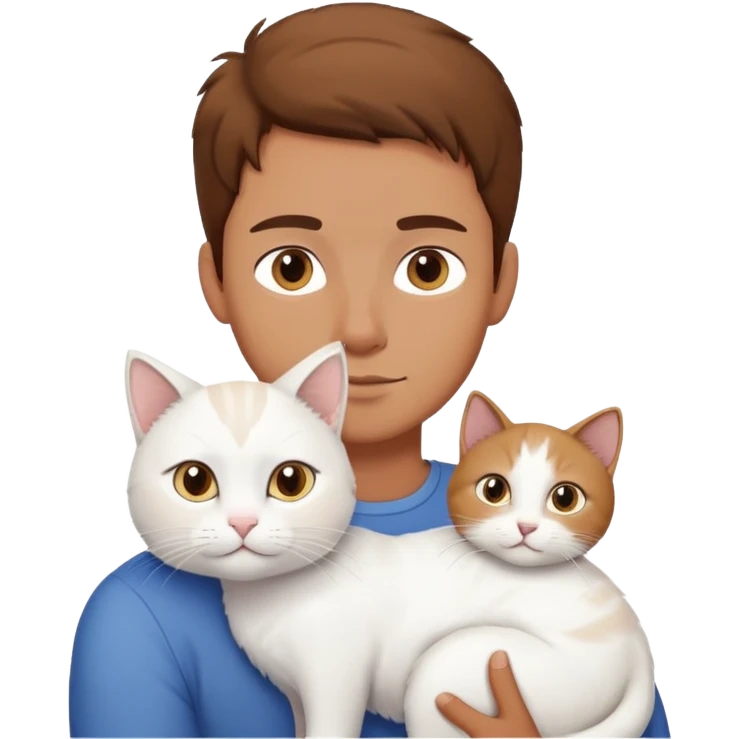 Man with one white cat on his shoulder  emoji