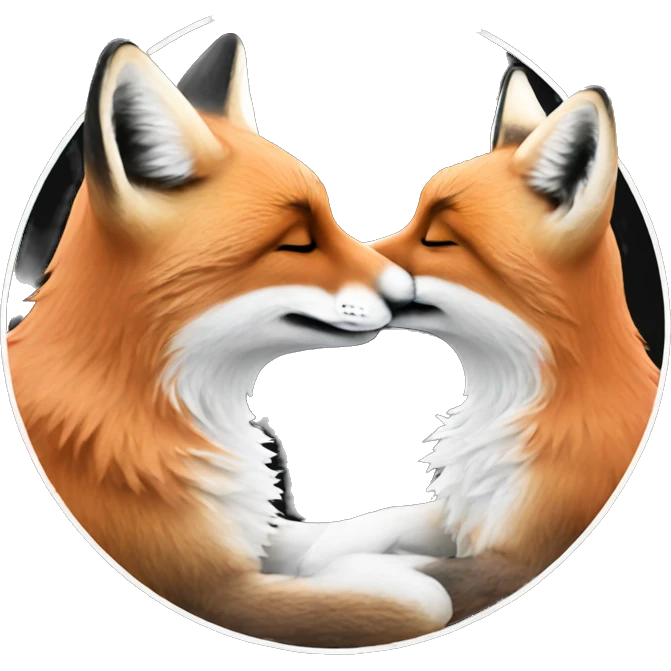 2 foxes kissing ma emoji