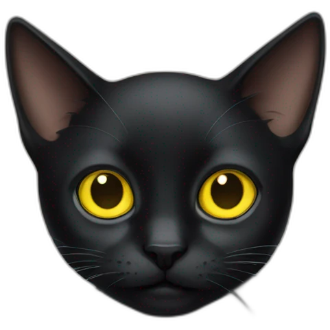 a black cat with yellow big eye emoji