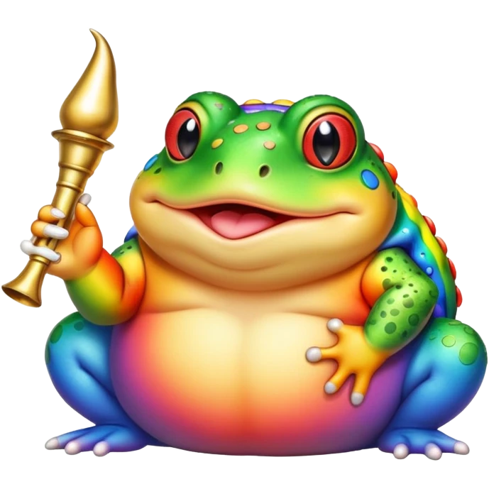 fat round rainbow toad with horn emoji