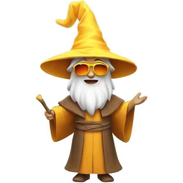 Wizard wearing sun robe and sun hat because he loves the sun emoji