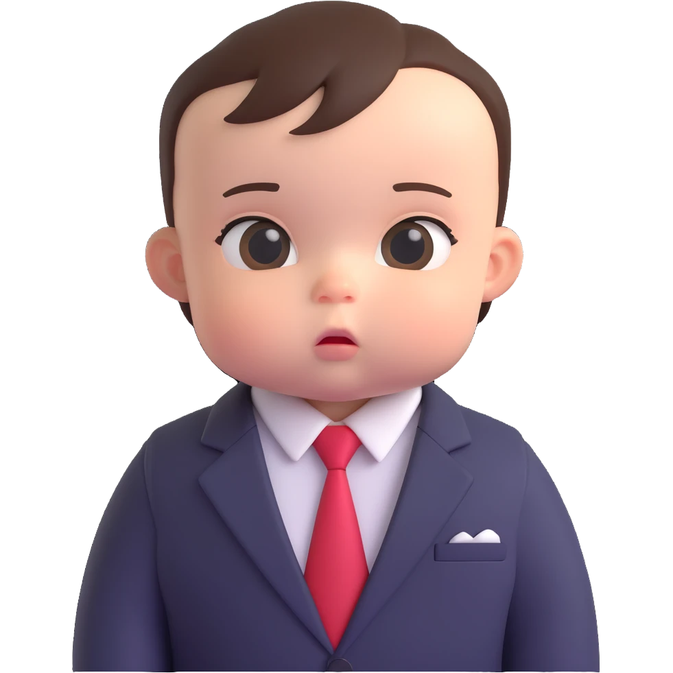 boss baby character, 3D emoji style emoji