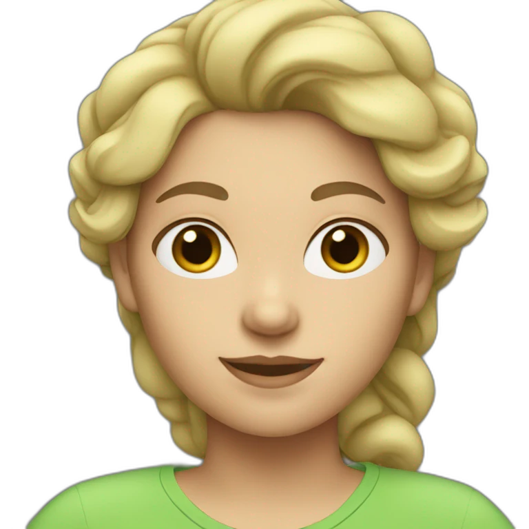 caucasian woman green shirt emoji