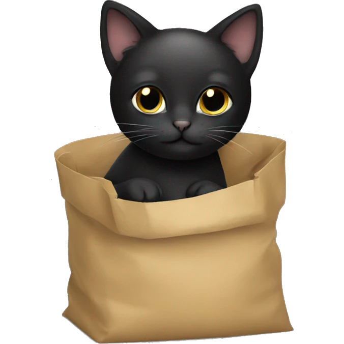 Black kitty in bag  emoji