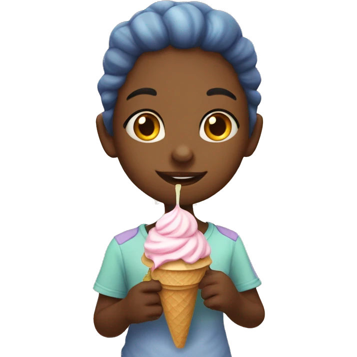 girl eating ice cream while on a dinasour  emoji