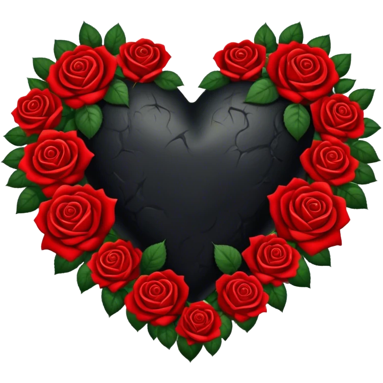 Black heart filled with roses emoji
