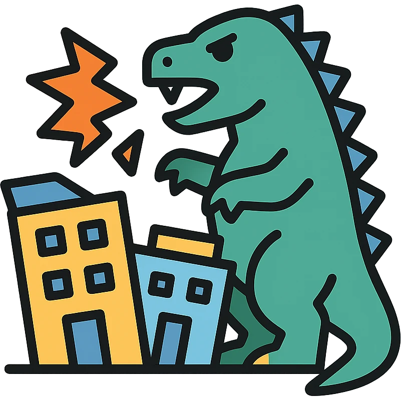 Godzilla attacking a city emoji