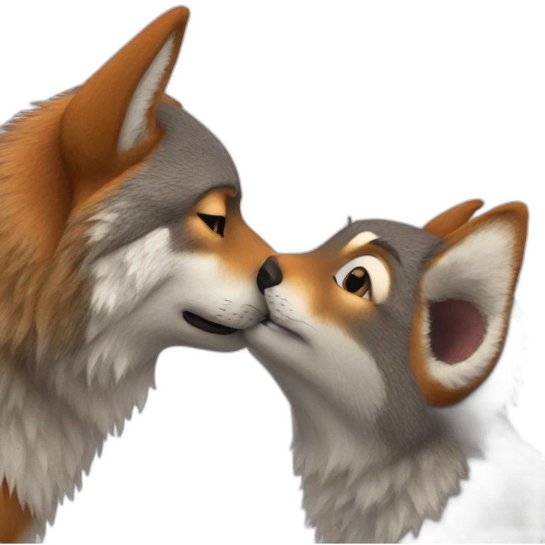 wolf kisses squirrel emoji