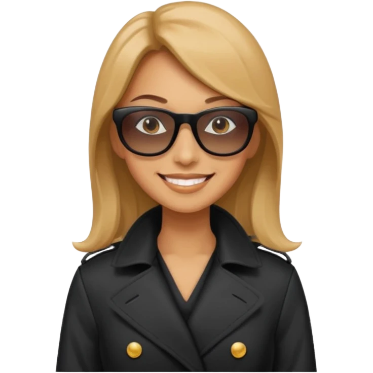 woman in black trenchcoat and sunglasses emoji
