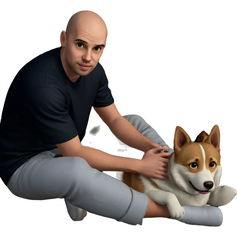 man with dog by fireplace emoji