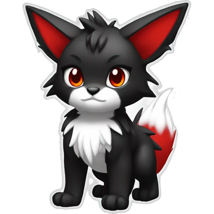 Anthro-Edgy-Cool-Dark-Black-White-Red-Contrast-Colors-Fantasy-Fur-Sona-Chibi-Shiny-Fakémon-Hybrid full body emoji