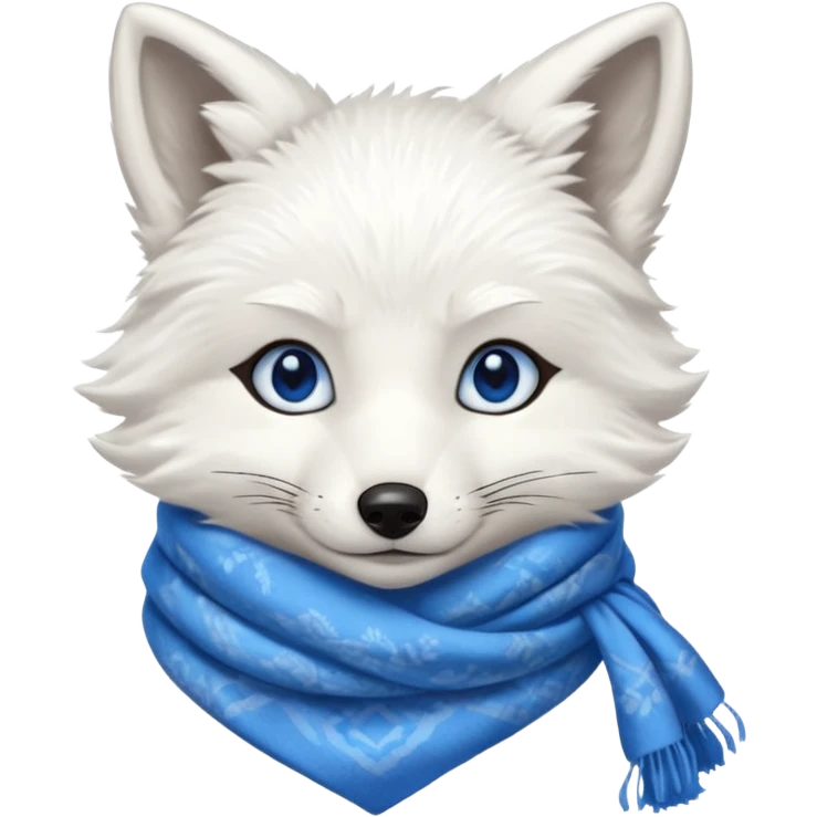 a white fox with blue eyes wearing a blue scarf emoji