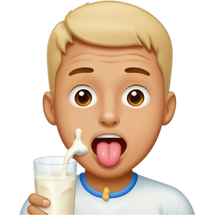 Man with tounge out drooling milk emoji