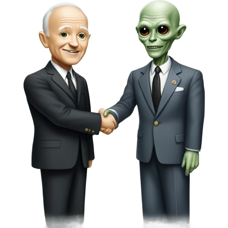 alien shakes hands with president Entsenhower

 emoji