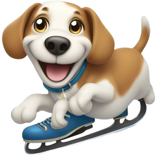Happy dog skating on ice emoji