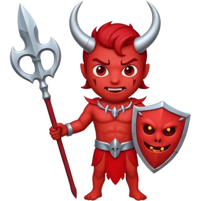 satan emoji holding a trident. make him red and scary emoji