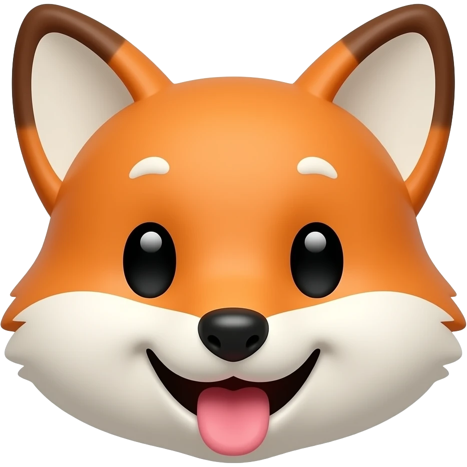 cute fox face close up tongue inside mouth smile disney style emoji