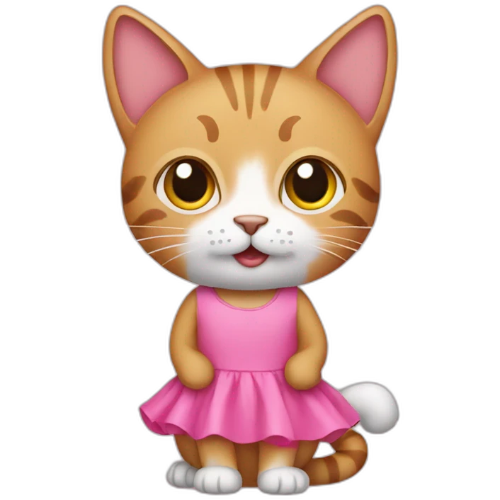 cat using pink dress emoji