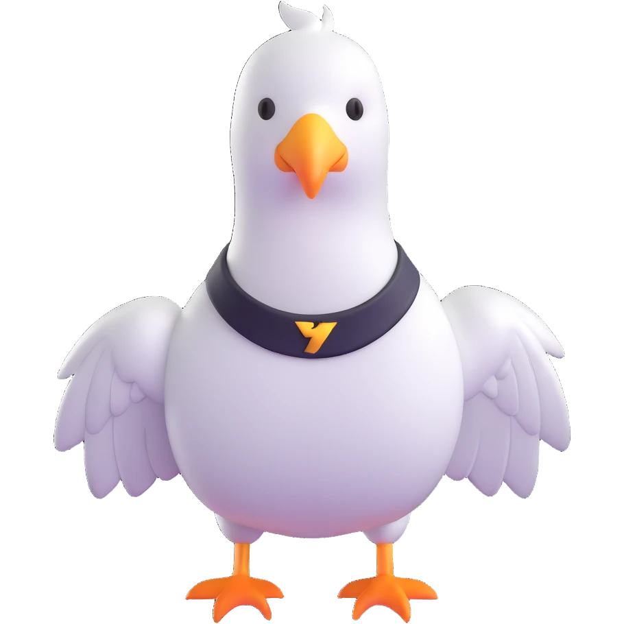 white pigeon wearing Flash costume emoji