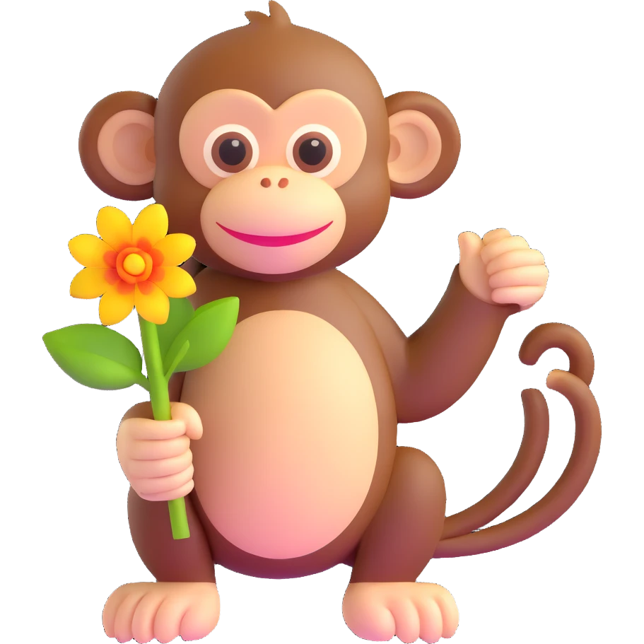 monkey holding a flower emoji