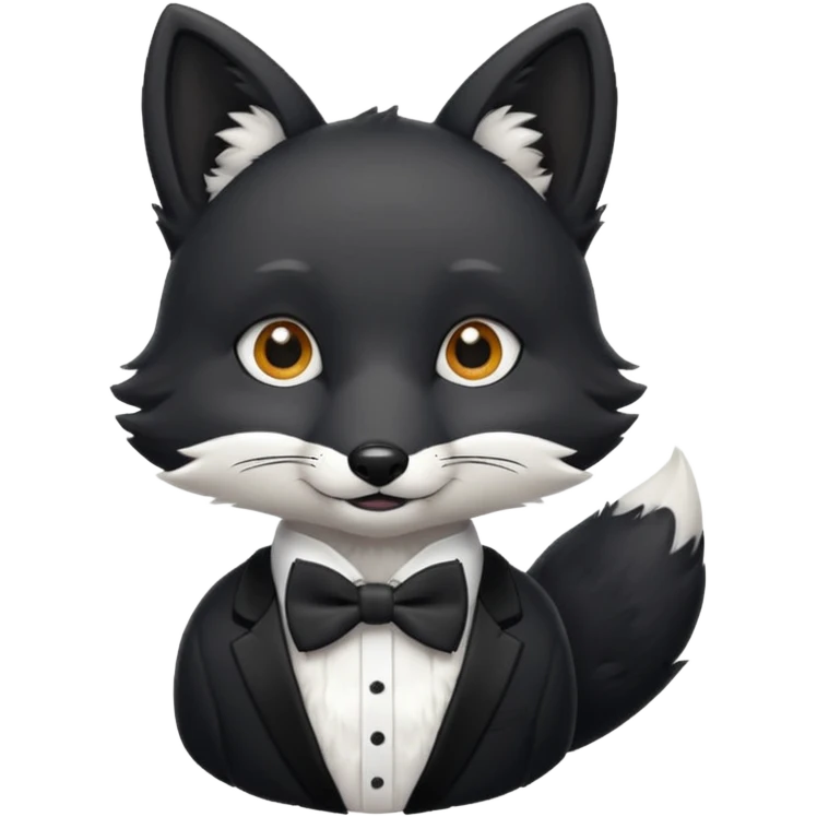 black fox wearing bow ties emoji