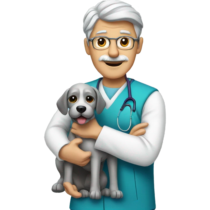 a dog with the face of a gray-haired physiotherapist emoji
