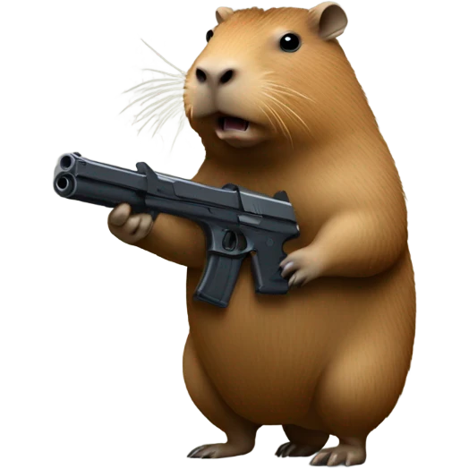 Capybara holding a gun emoji
