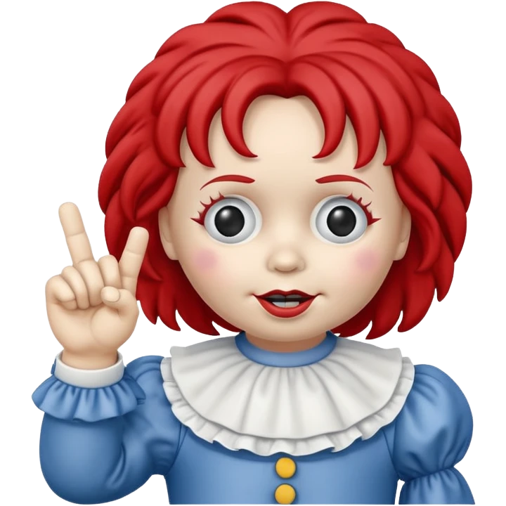raggedy ann doll flipping off with middle finger creepy  emoji