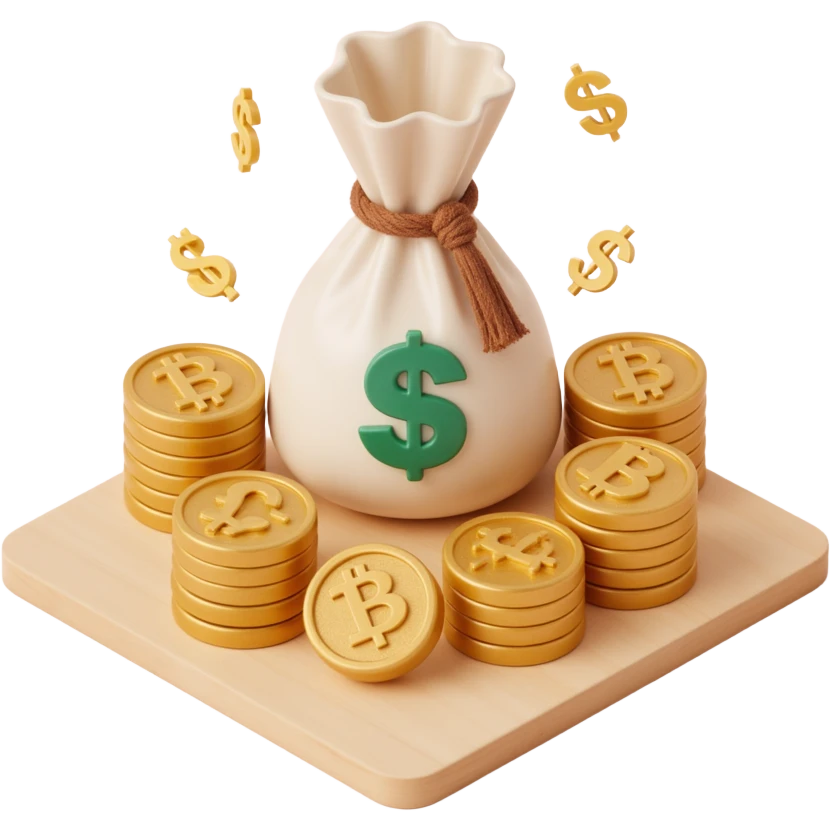 3d skeumorphic money bag emoji