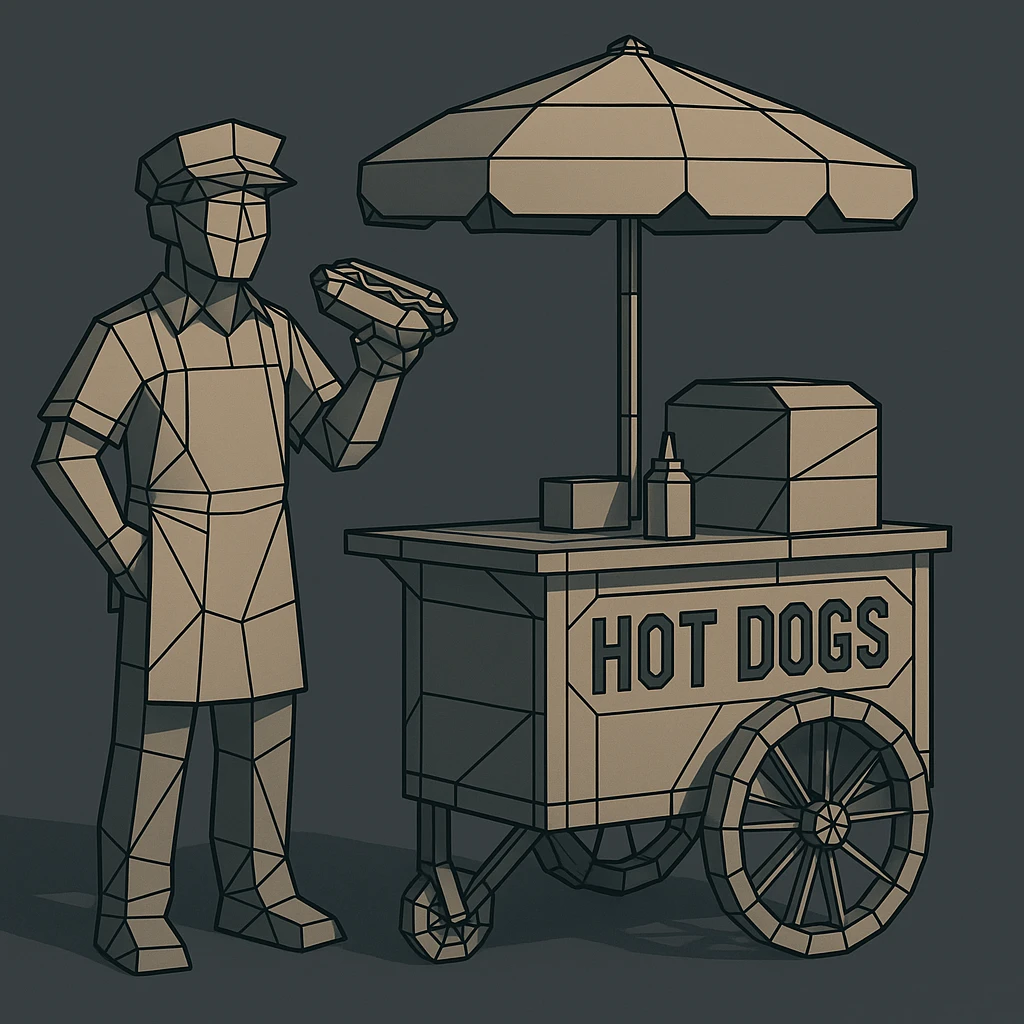 hotdog seller in New York with cart emoji