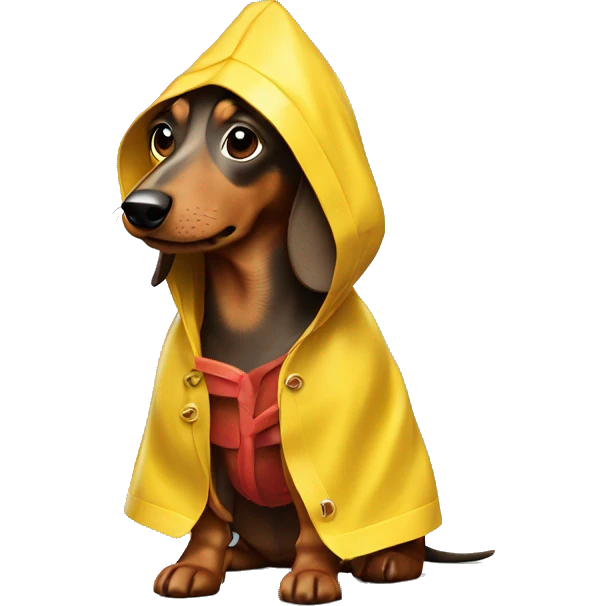 Sausage dog wearing a raincoat emoji