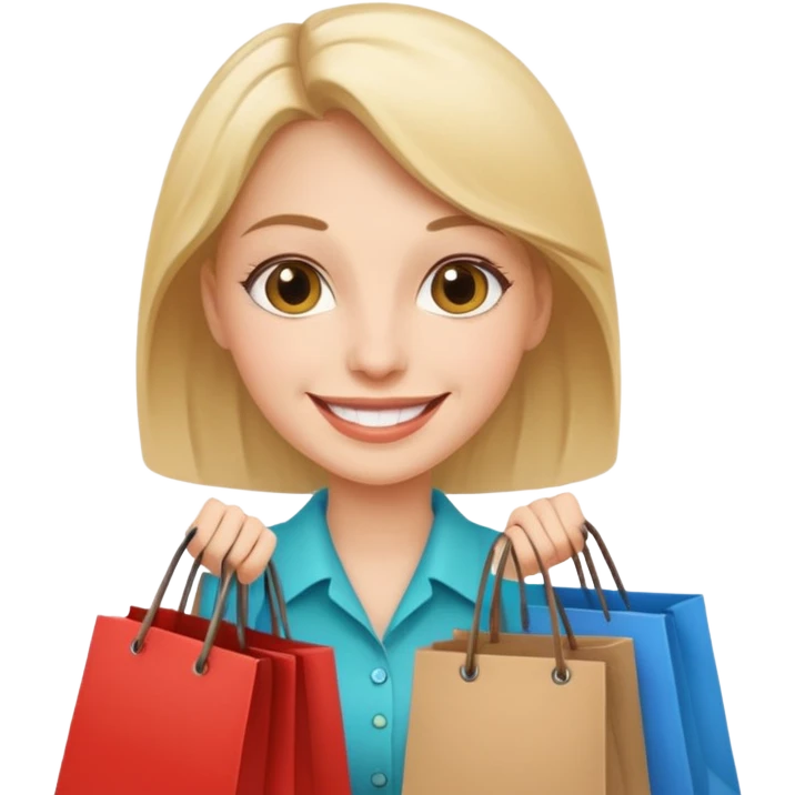 preciso de um amoji de vendedora com sacolas na mão emoji