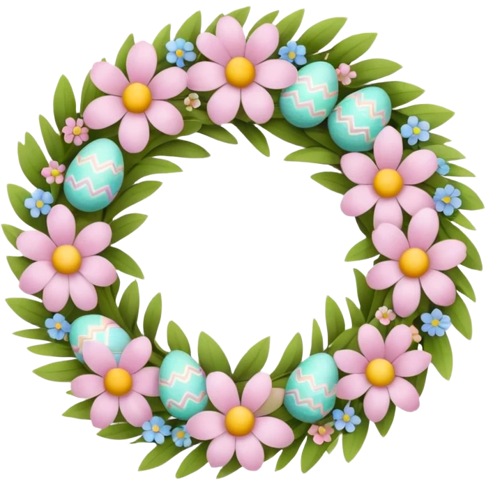 flower easter wreath in a shape of an egg emoji
