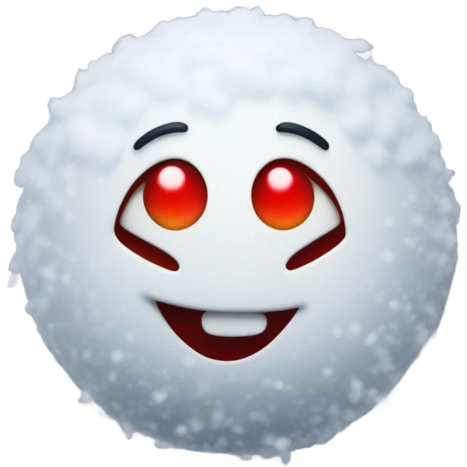 smiling face with red eyes and a pile of snow infront of their face emoji
