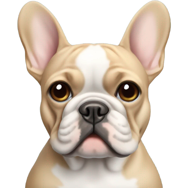 A blue and tan French bulldog with an iPad emoji