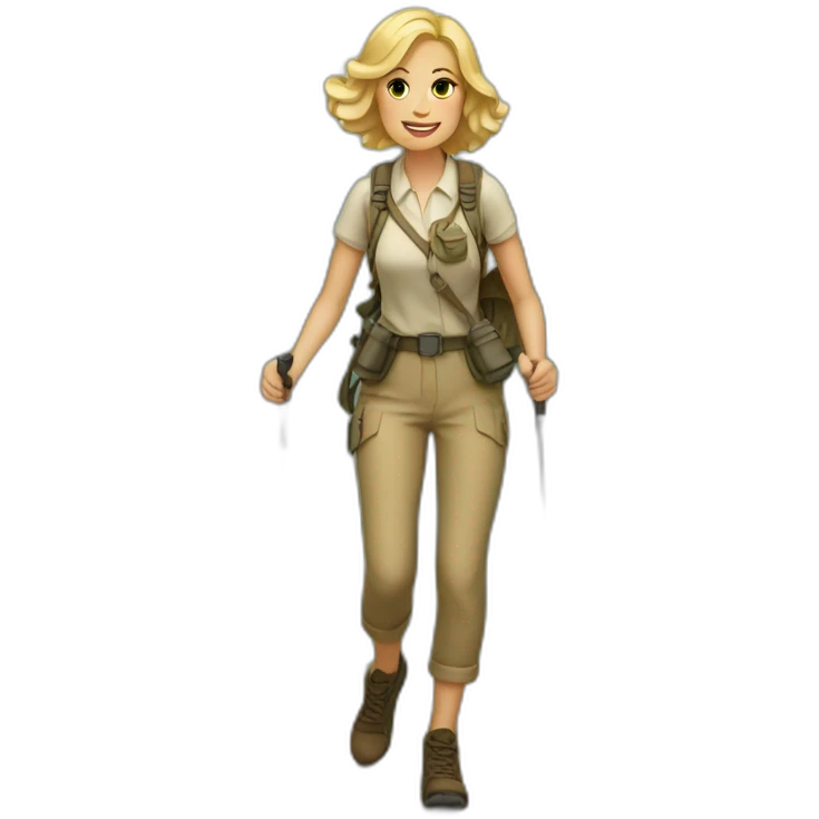 20s blonde women hiking a hill (full body) emoji
