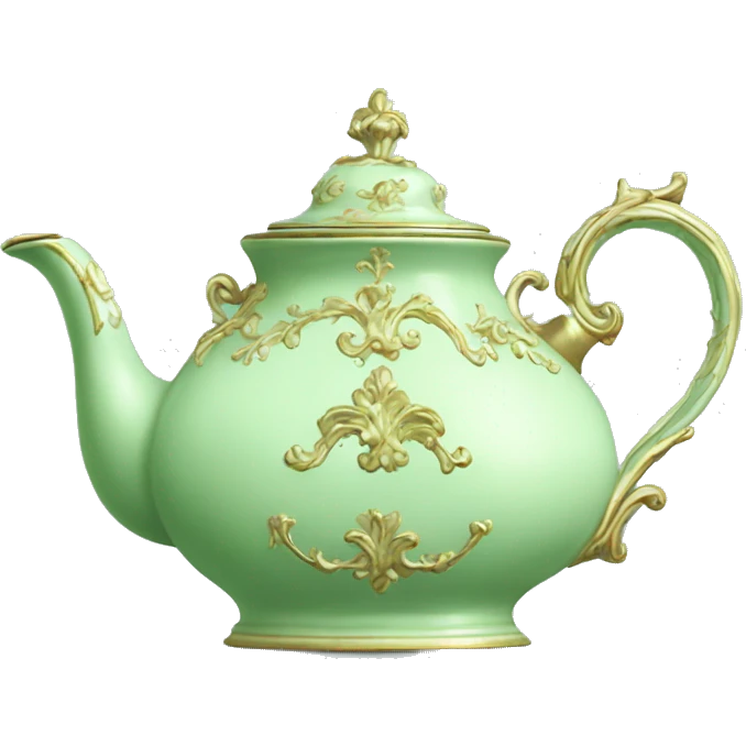 Pale Green vintage rococo teapot emoji