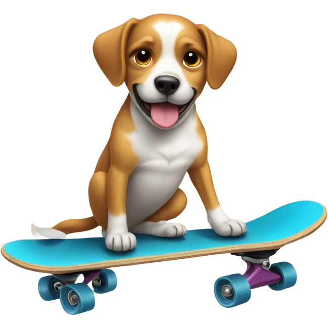 Dog on a skateboard with a heart over he’s head emoji