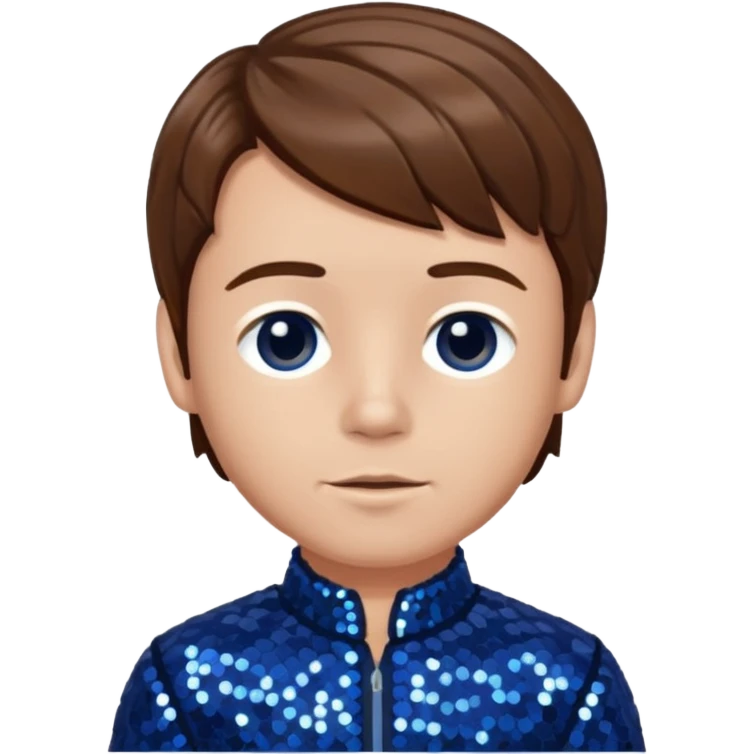 Wee Man from Jackass with brown hair, dark blue sequin outfit emoji