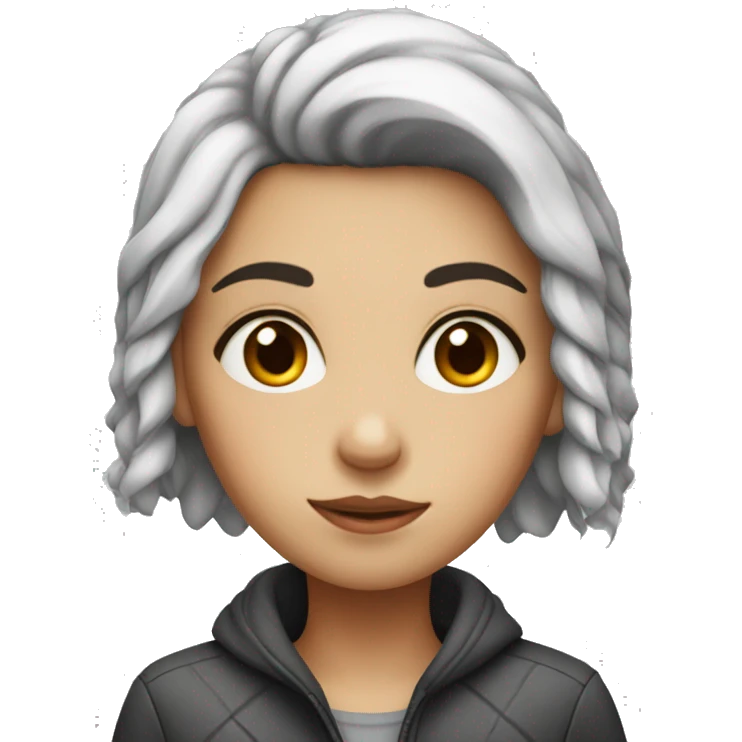 Girl with short dark hairs with cold near the check  emoji