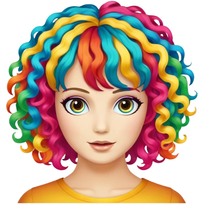 curly colorful party wig emoji
