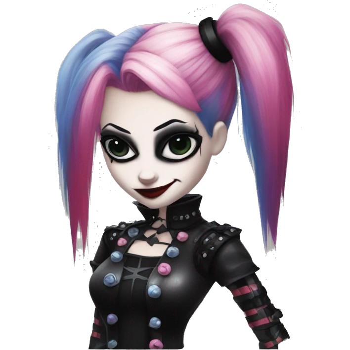 Sparkling goth punk Harley Quinn emoji