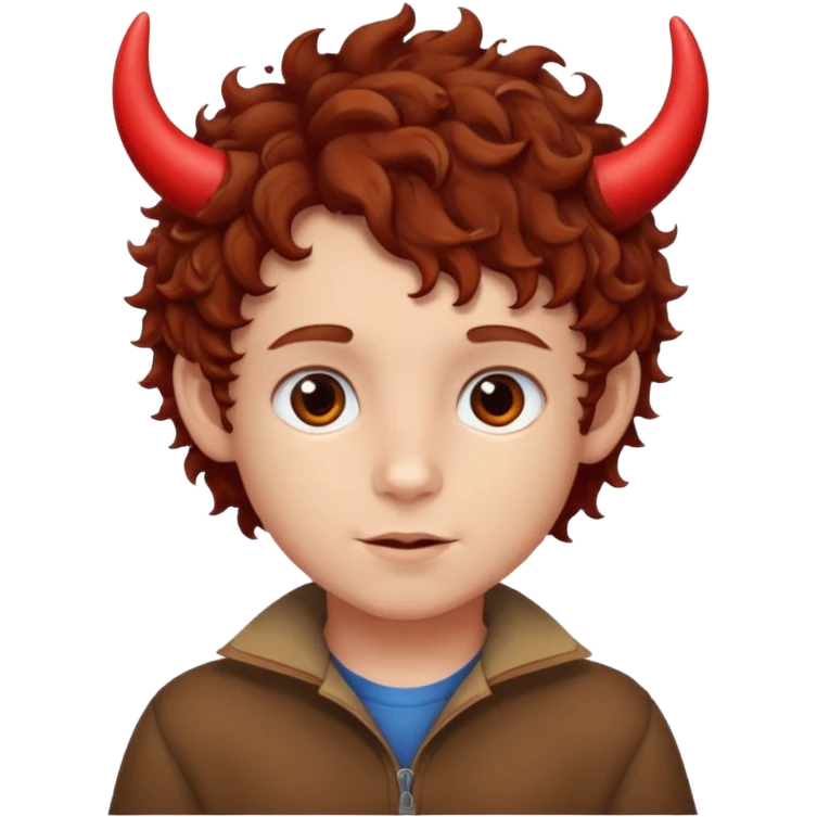 curly hair boy kid with small red horns emoji