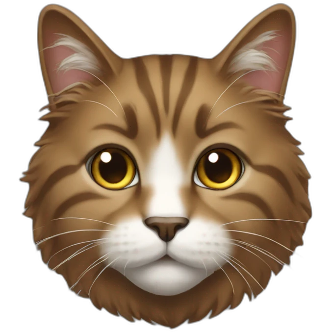 brown, fluffy cat with a white muzzle emoji