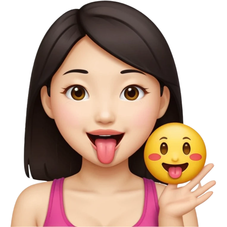 a naked asian girl sticking her tongue with huge tits emoji emoji