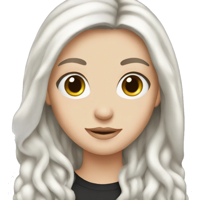 white girl with long black hair high emoji
