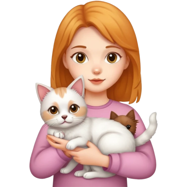 Girl holding a cat and a dog emoji