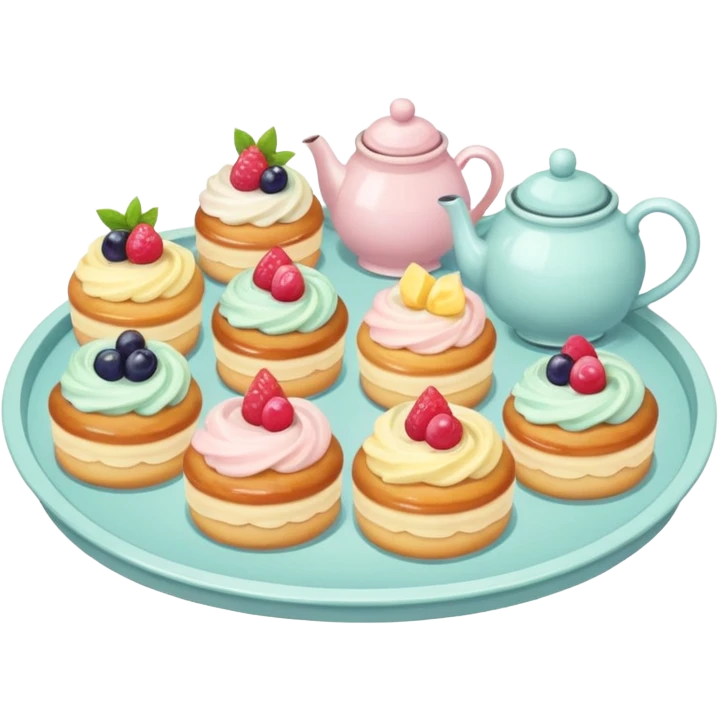 tea party pastries tray pastel colors emoji